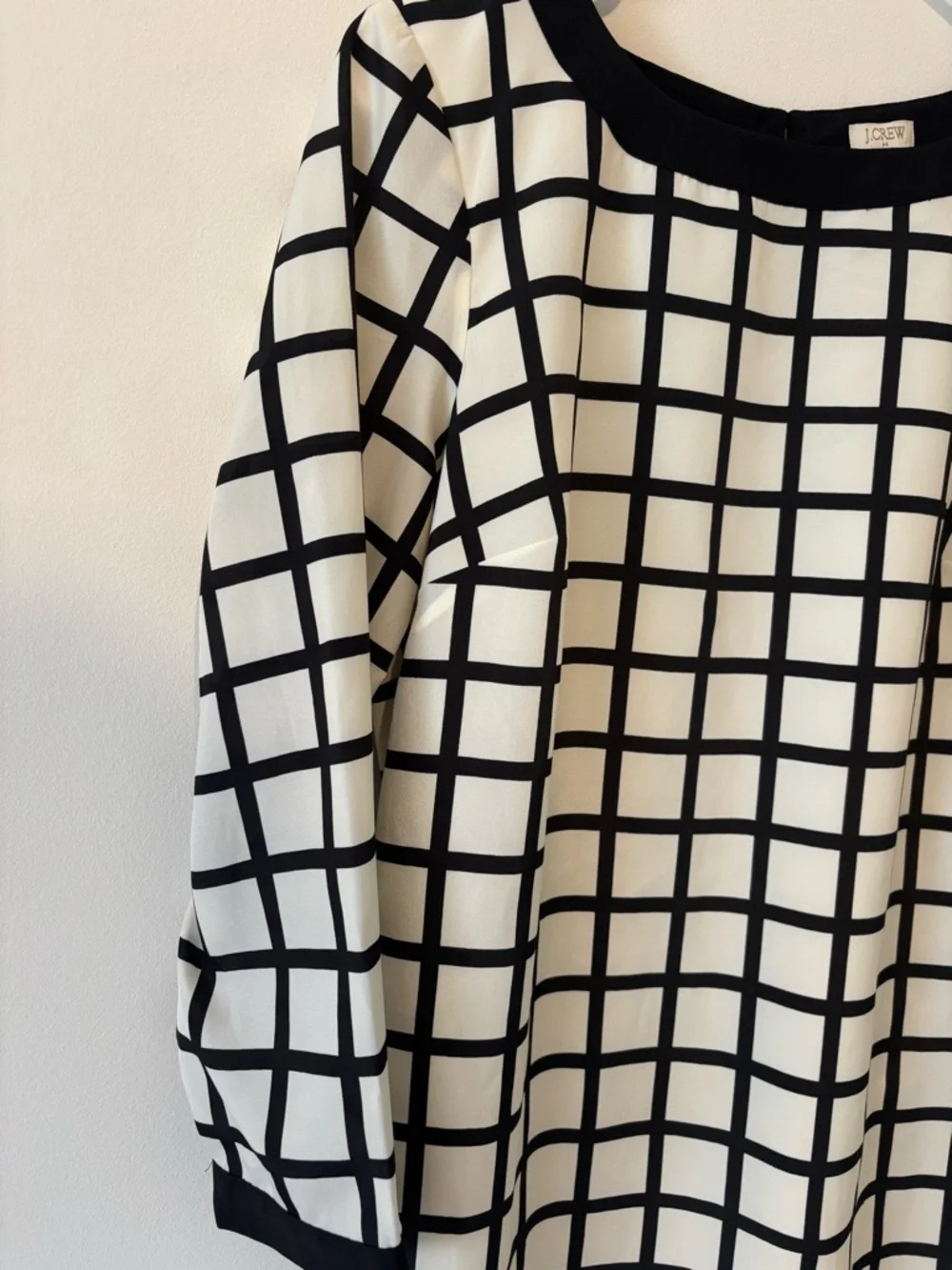 J Crew Black Off White Retro Plaid Printed Shift Dress Size 2 - Picture 3 of 8